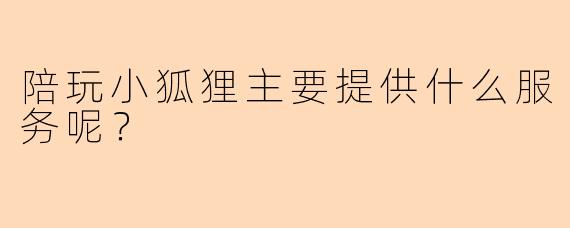 陪玩小狐狸主要提供什么服务呢？