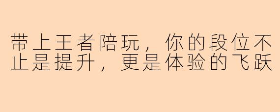 带上王者陪玩，你的段位不止是提升，更是体验的飞跃