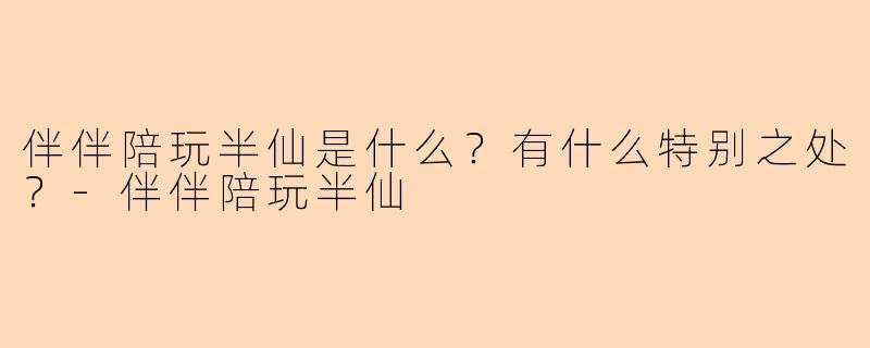 伴伴陪玩半仙是什么?有什么特别之处?-伴伴陪玩半仙