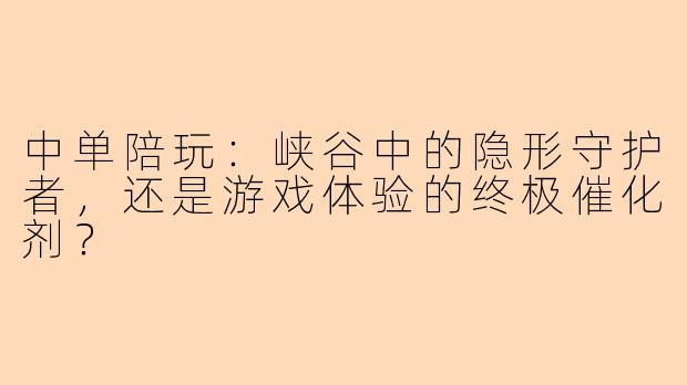 中单陪玩:峡谷中的隐形守护者,还是游戏体验的终极催化剂?