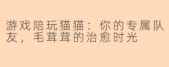 游戏陪玩猫猫:你的专属队友,毛茸茸的治愈时光