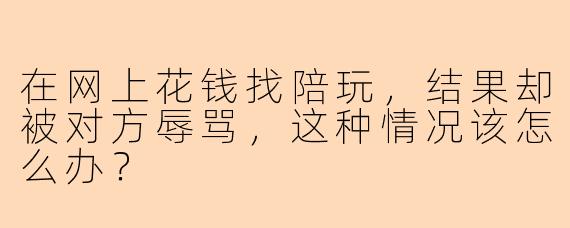 在网上花钱找陪玩，结果却被对方辱骂，这种情况该怎么办？