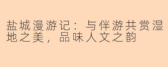 盐城漫游记：与伴游共赏湿地之美，品味人文之韵
