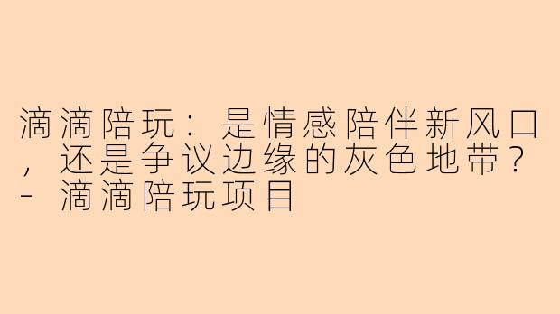 滴滴陪玩：是情感陪伴新风口，还是争议边缘的灰色地带？-滴滴陪玩项目