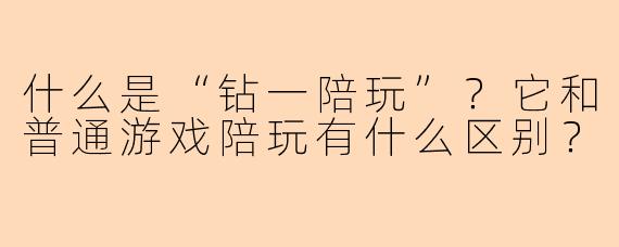 什么是“钻一陪玩”?它和普通游戏陪玩有什么区别?