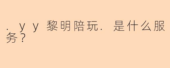 .yy黎明陪玩.是什么服务？