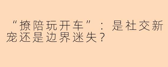 “撩陪玩开车”：是社交新宠还是边界迷失？