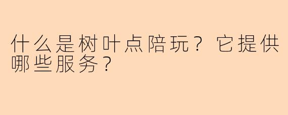 什么是树叶点陪玩?它提供哪些服务?