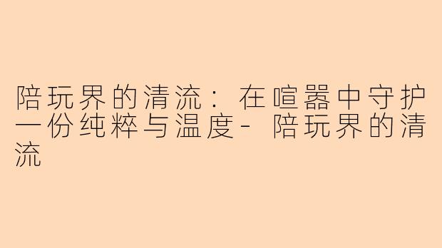 陪玩界的清流：在喧嚣中守护一份纯粹与温度