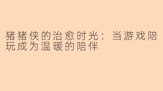 猪猪侠的治愈时光：当游戏陪玩成为温暖的陪伴