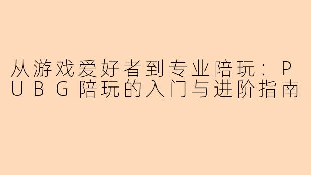 从游戏爱好者到专业陪玩：PUBG陪玩的入门与进阶指南