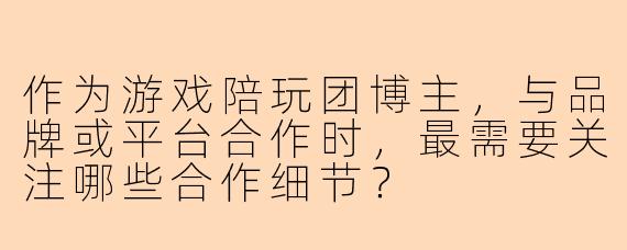 作为游戏陪玩团博主，与品牌或平台合作时，最需要关注哪些合作细节？