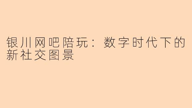 银川网吧陪玩：数字时代下的新社交图景