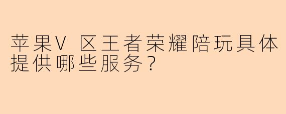 苹果V区王者荣耀陪玩具体提供哪些服务?