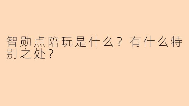 智勋点陪玩是什么?有什么特别之处?