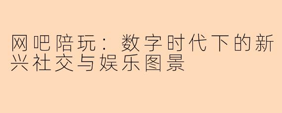 网吧陪玩:数字时代下的新兴社交与娱乐图景
