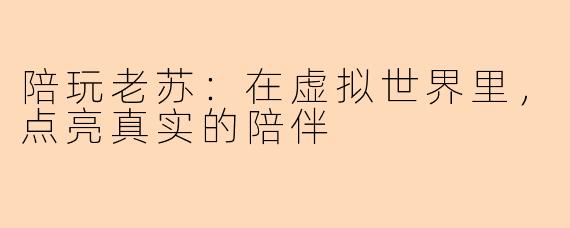 陪玩老苏:在虚拟世界里,点亮真实的陪伴