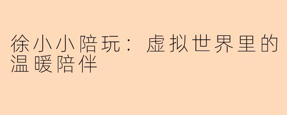 徐小小陪玩：虚拟世界里的温暖陪伴