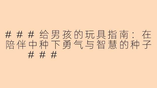 ###给男孩的玩具指南：在陪伴中种下勇气与智慧的种子

###