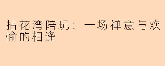 拈花湾陪玩:一场禅意与欢愉的相逢