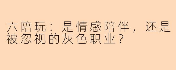 六陪玩：是情感陪伴，还是被忽视的灰色职业？