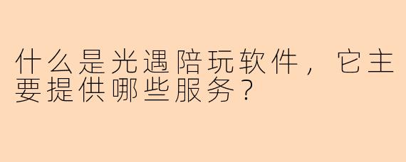 什么是光遇陪玩软件,它主要提供哪些服务?