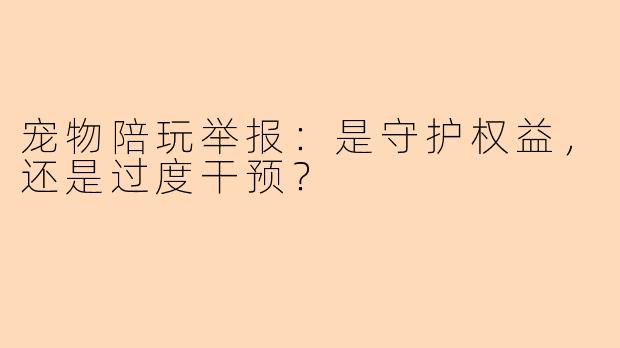 宠物陪玩举报:是守护权益,还是过度干预?