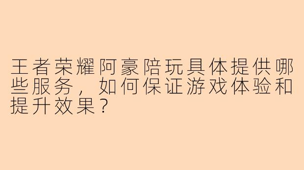 王者荣耀阿豪陪玩具体提供哪些服务,如何保证游戏体验和提升效果?