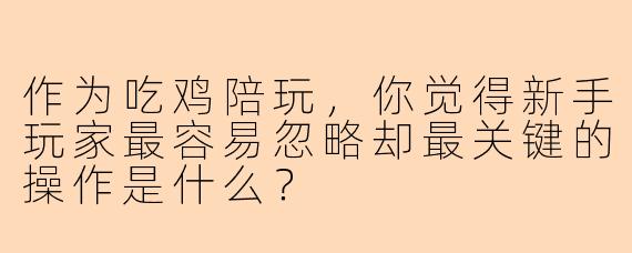 作为吃鸡陪玩，你觉得新手玩家最容易忽略却最关键的操作是什么？