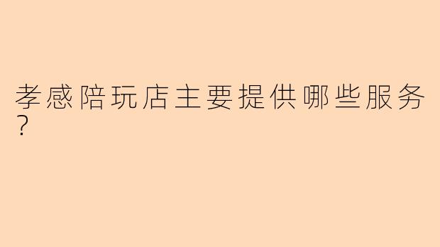 孝感陪玩店主要提供哪些服务？