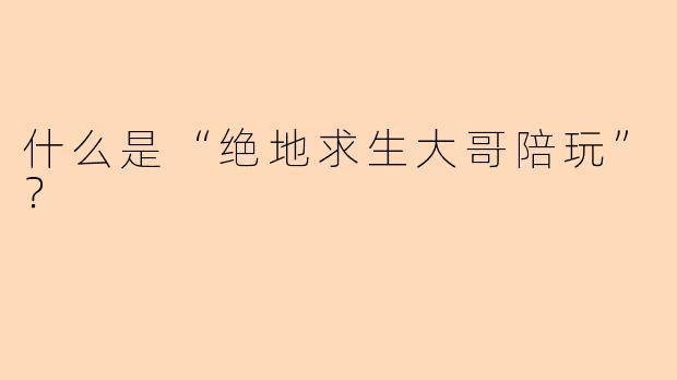 什么是“绝地求生大哥陪玩”?