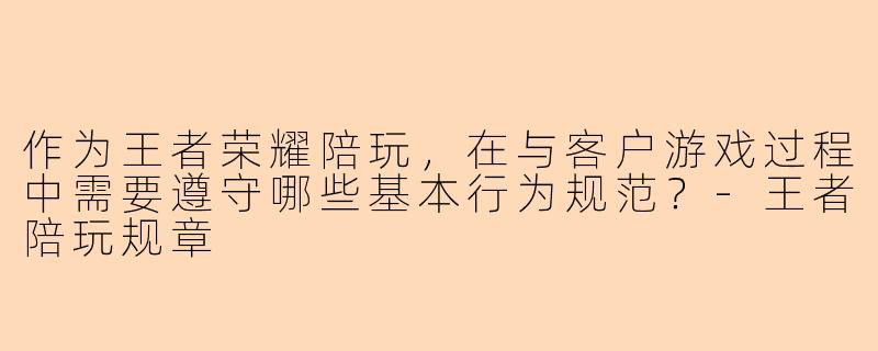 作为王者荣耀陪玩,在与客户游戏过程中需要遵守哪些基本行为规范?-王者陪玩规章
