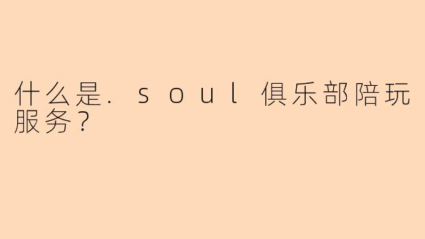 什么是.soul俱乐部陪玩服务？