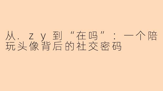 从.zy到“在吗”：一个陪玩头像背后的社交密码