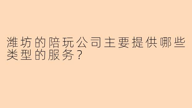 潍坊的陪玩公司主要提供哪些类型的服务？
