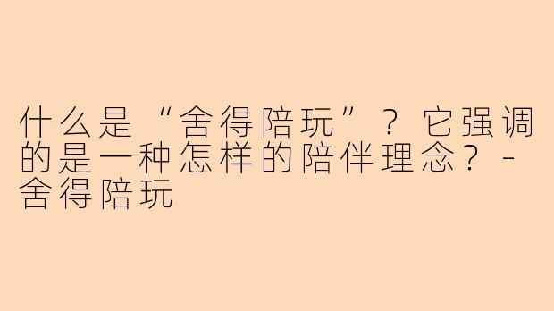什么是“舍得陪玩”?它强调的是一种怎样的陪伴理念?-舍得陪玩