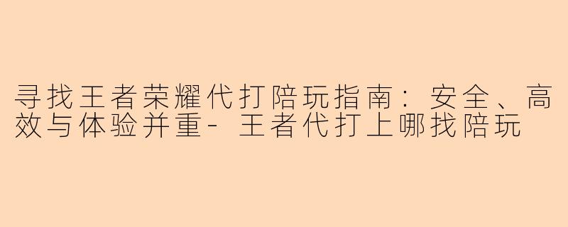 寻找王者荣耀代打陪玩指南:安全、高效与体验并重-王者代打上哪找陪玩