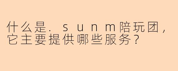 什么是.sunm陪玩团,它主要提供哪些服务?