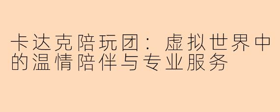 卡达克陪玩团：虚拟世界中的温情陪伴与专业服务