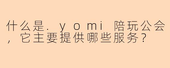 什么是.yomi陪玩公会,它主要提供哪些服务?