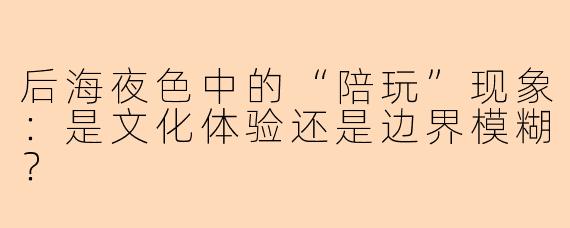 后海夜色中的“陪玩”现象:是文化体验还是边界模糊?