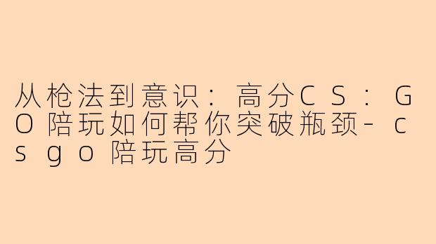 从枪法到意识:高分CS:GO陪玩如何帮你突破瓶颈-csgo陪玩高分