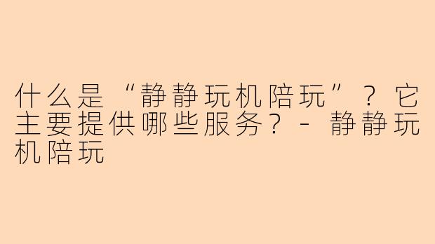 什么是“静静玩机陪玩”？它主要提供哪些服务？-静静玩机陪玩