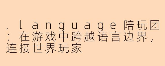 .language陪玩团：在游戏中跨越语言边界，连接世界玩家