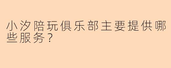 小汐陪玩俱乐部主要提供哪些服务？