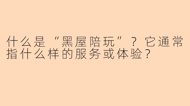 什么是“黑屋陪玩”？它通常指什么样的服务或体验？