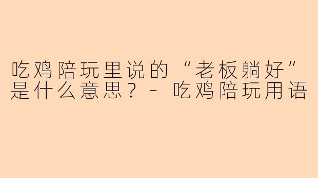 吃鸡陪玩里说的“老板躺好”是什么意思？
