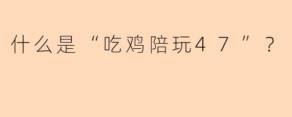 什么是“吃鸡陪玩47”？