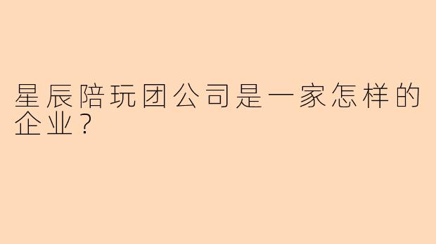 星辰陪玩团公司是一家怎样的企业？