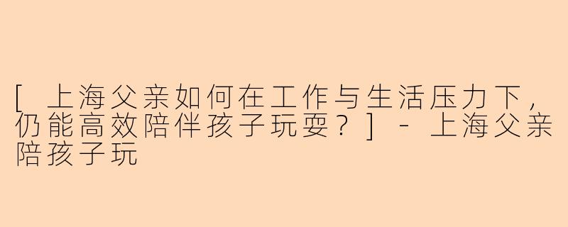 [上海父亲如何在工作与生活压力下，仍能高效陪伴孩子玩耍？]
